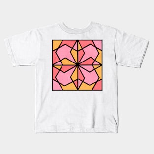 Pink Coral Peach Geometric Abstract Acrylic Painting Kids T-Shirt